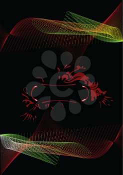 Green-red-black abstract wave  background. Vector illustration