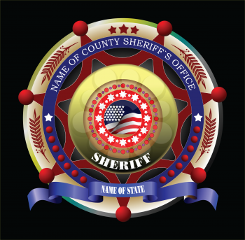 Sheriff's badge on a black background. Vector illustration