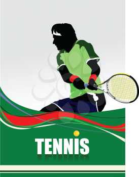 Man Tennis player poster. Colored Vector illustration for designers