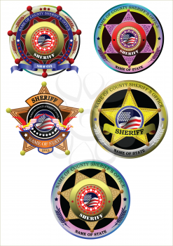 Set of Sheriff's badge on a white background. Vector illustration
