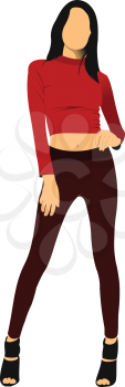 Cute lady in red. Vector illustration
