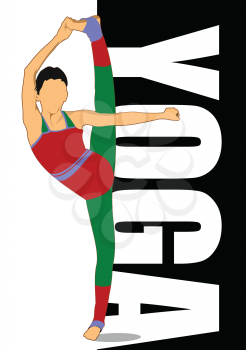 Woman practicing Yoga exercises. Vector Illustration of girl in Dancer's Pose isolated on white background.