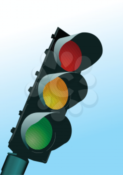 Traffic lights. Red signal. Yellow signal. Green signal