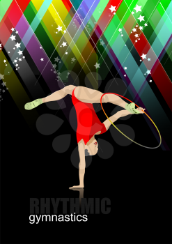 Poster of Rhythmic gymnastics the girl with a tape. 3d vector illustration