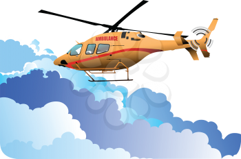 Ambulance or army helicopter. Vector 3d illustration