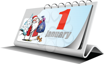 Vector 3d illustration of desk calendar 1 january 2021 year