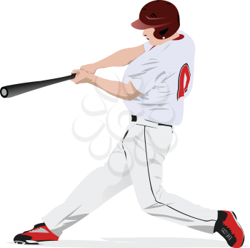 Baseball player. Vector 3d illustration for designers