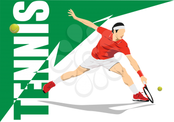 Tennis player poster. Vector illustration