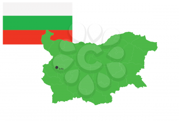 Bulgaria map and flag, vector illustration set.