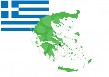 Greece map and flag, vector illustration set.