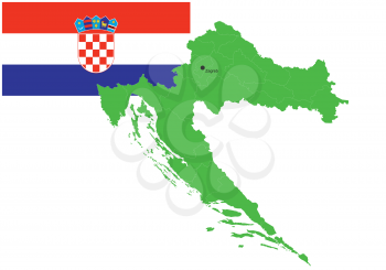 Croatia flag and map, vector illustration