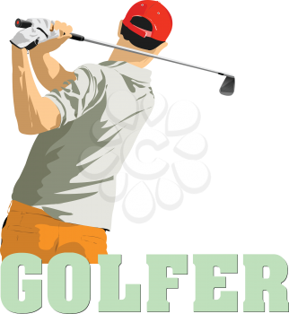 Golf players. Colored 3d vector illustration for designers 