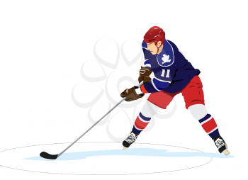 Ice hockey player. Colored Vector 3d illustration for designers