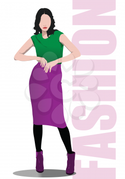 Fashion woman silhouette. 3d vector illustration