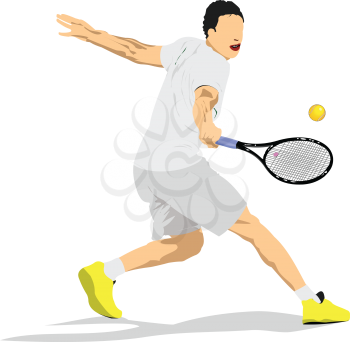 Man Tennis player. Colored Vector 3d illustration for designers