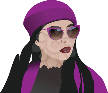 Woman  face with sunglasses. 3d vector color illustration