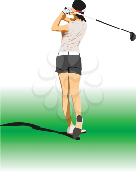 Golf player poster. Vector 3d illustration 