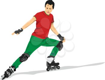 Roller skater illustration silhouette on a white background. 3d color vector illustration