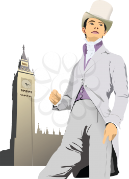 London gentleman. Color 3d vector illustration 