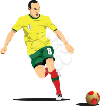 Soccer game. Player. Vector Colored 3d illustration