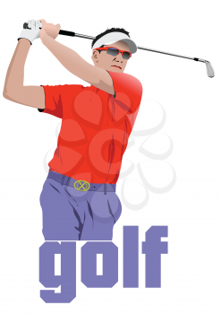 Golf players. Colored vector 3d illustration for designers 