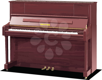 Upright piano. 3d vector colored illustration