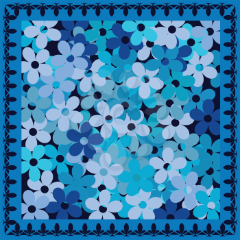 Royalty Free Clipart Image of a Deep Blue Frame Around Flowers 