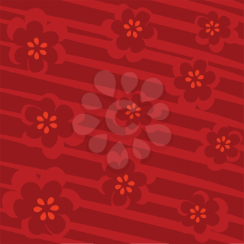 Royalty Free Clipart Image of a Red Floral Background