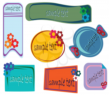 Royalty Free Clipart Image of a Sticker Collection With a Floral Theme