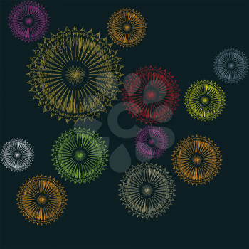 Royalty Free Clipart Image of a Background With Multi-Coloured Circles