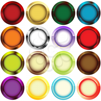 Royalty Free Clipart Image of a Set of Metallic Web Buttons