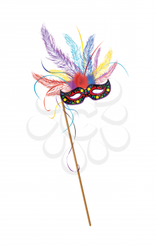 Mardi Gras mask with colored feathes