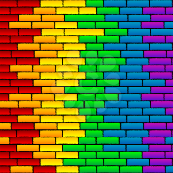 Rainbow background on a brick wall