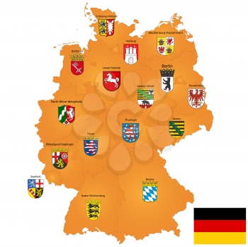 Detailed map of Germany with coat of arms and borders