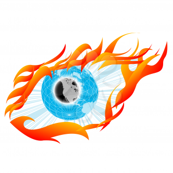 Eye sketch, tatoo with globe and flames