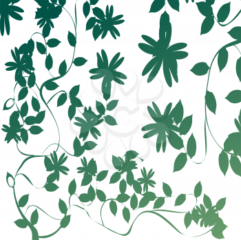 Foliage, background illustration with leaves and flowers