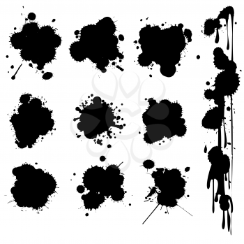 Ink spots collection over white background