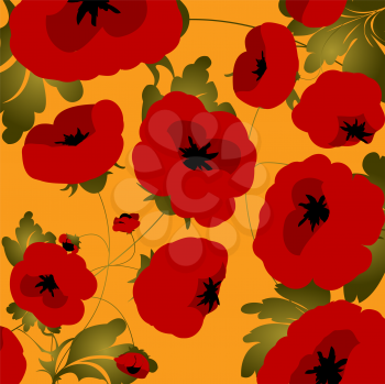 Seamless background with poppies