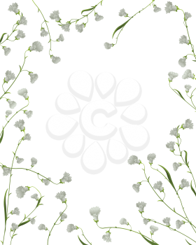 A floral frame from flowers and leaves over white