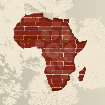 Africa map on a brick wall