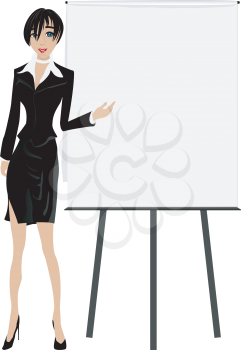 Sales Executive. Attractive business woman with a board.