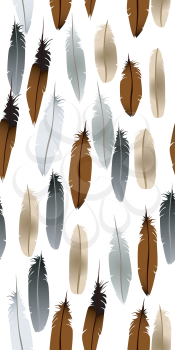 Seamless background with falling feathers