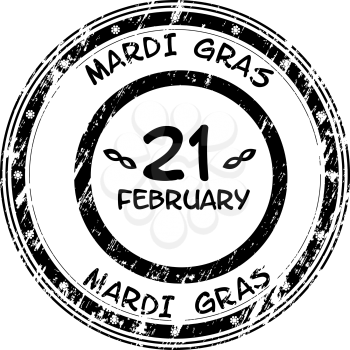 Mardi Gras grunge stamp in black and white for 2012 on white background