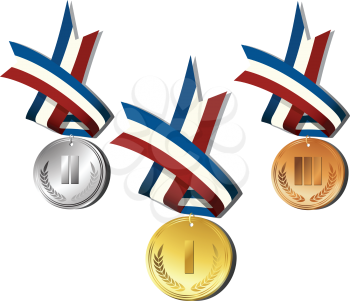 Medals over white background