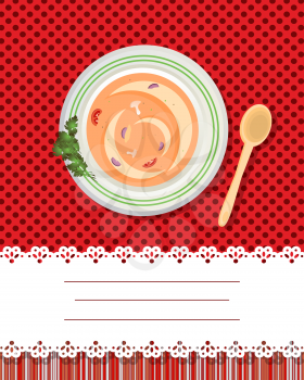 Soup and text label, decorative card with room for text.