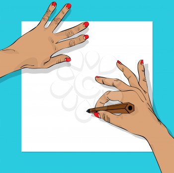 Drawing hands illustration, abstract art 