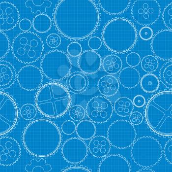 Conceptual blueprint graphic with gears.