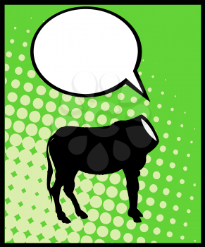 Conceptual comic style caricature of a headless donkey silhouette and speech bubble