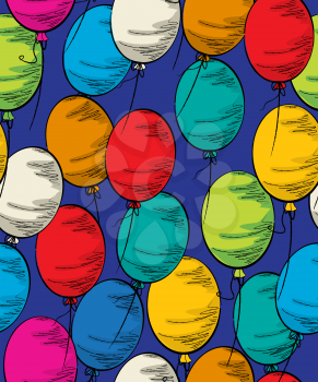 Seamless party background with colored balloons