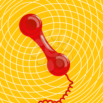 Clip art representation of a classic red phone receiver , conceptual communication icon.